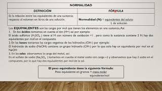 CONCENTRACIONES MOLALIDAD Y NORMALIDAD  SEGUNDO BGU  SEMANA 2 [upl. by Ylrebmek]