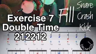 Drum Lessons With Konnakol V2 Double Time Exercise 7 212212 Fill Snare Crash Kick [upl. by Ornas]