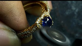 Making a engagement ring with a royal blue sapphire [upl. by Shuler467]