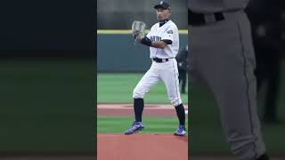 Ichiro Suzuki throws a 94 MPH First Pitch  Coming back as a pitcher 😲shorts [upl. by Granese]