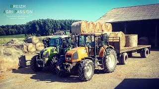 RAMASSAGE DE PAILLE JCB 53670 amp ARION 460 EN BRETAGNE DANS LE MORBIHAN 2018 [upl. by Aratas296]