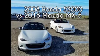 2008 Honda S2000 vs 2016 Mazda MX5 Miata Club  Head to Head Review [upl. by Avika]