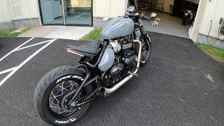 Triumph Bobber Cat Delete Exhaust sound before and after [upl. by Nnep]