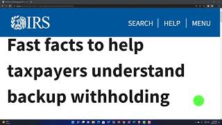 IRS Tax TipFast facts to help taxpayers understand backup withholding 185 [upl. by Krenn]