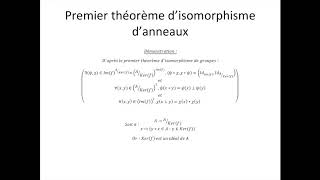 Structures algébriques partie 57  Premier théorème disomorphisme danneaux [upl. by Zsamot85]