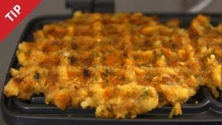 How to Make Waffles with Leftover Stuffing  CHOW Tip [upl. by Ardnajela414]