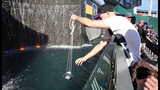 Scooping baseballs from the fountain at Kauffman Stadium [upl. by Enilatan]