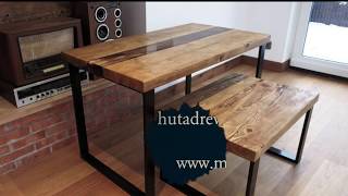 Jak zalewać żywicą Stół ze starego drewna z żywicą How use Epoxy River Table DIY Woodworking LOFT [upl. by Odraleba]