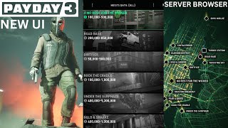 Experiencing PAYDAY 3S new UI and Server Browser update [upl. by Cirdnek]
