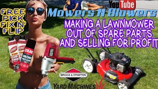 MAKING A GOOD YARDMACHINES BY MTD 500E BRIGGS amp STRATTON PUSH MOWER OUT OF SPARE PARTS FROM 5 MOWERS [upl. by Jemmy403]