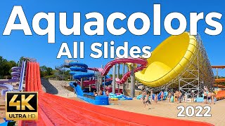 Aquacolors WaterPark 2022 Croatia  All WaterSlides [upl. by Shuping]