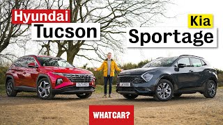 NEW Kia Sportage vs Hyundai Tucson review – best hybrid SUV  What Car [upl. by Karie]