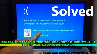 How to Fix Stop Code Unmountable Boot Volume in Windows 11 10 [upl. by Diantha]