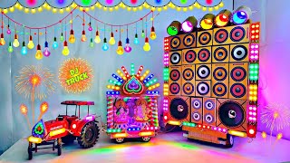 DIY Mini Dj Navratri Durga Pooja Gauri Ganesh Big Dj Truck Light Decoration gadi wala Chhota dj [upl. by Deutsch]