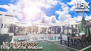 No Gamepasses Large Modern Mansion  Indoor Pool  115k  Roblox  Bloxburg speedbuild  mxsqru [upl. by Jasik]