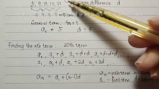 Arithmetic Sequence Pt 1 Finding nth term Arithmetic Means [upl. by Kitty]