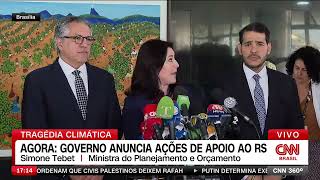 Ministra Simone Tebet fala sobre ações do Governo de apoio ao RS [upl. by Rogovy45]