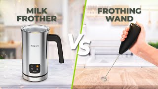 Milk Frother Machine vs Frothing Wand  Which One Works Better For Cappuccino amp Latte [upl. by Llenrag]