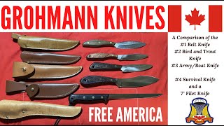 Grohmann Knives Comparison 1 2 3 4 and 7quot Filet Knife [upl. by Bills721]