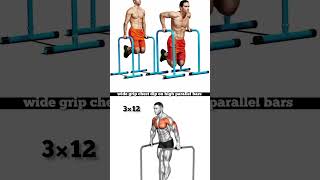 How to do wide grip chest dip on high parallel bars motivation bodybuilding 6abs workoutabs [upl. by Esserac]