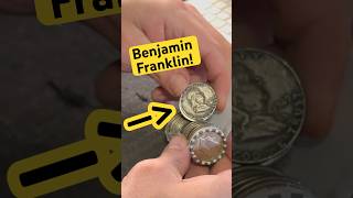 Old Benjamin Franklin Silver Half Dollar Found In Bank Roll coin [upl. by Evvy]