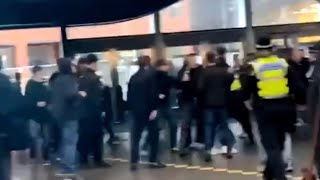 Reading and Bristol Rovers fans meet at Reading train station 👊🏼 [upl. by Terrena]