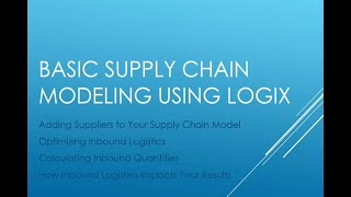 Basic Supply Chain Modeling Using Logix Part III [upl. by Enileme]