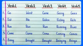 Verb forms in English V1 V2 V3 V4 V5 Verbs List  20 Common Verbs  All verb forms V1 V2 V3 V4 V5 [upl. by Eveam635]