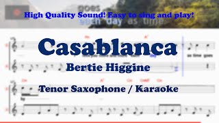 Casablanca  Bertie Higgine TenorSoprano Saxophone Sheet Music Gm Key  Karaoke  Easy Solo Cover [upl. by Anier]