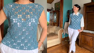 CHALECO A Crochet en Punto de Mariposa 🦋 Coboo de Lion Brand👍 [upl. by Miran348]