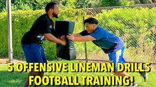 5 OFFENSIVE LINEMAN DRILLS FOOTBALL TRAINING [upl. by Attelliw]