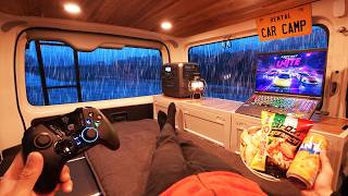 Gaming amp Car Camp in Rain Battling the Winter Chill and Listening to the Sound of Rain [upl. by Hoes]