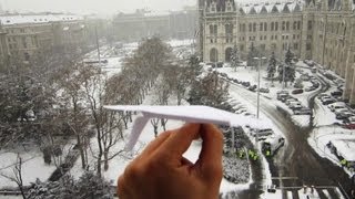 My Paper Plane Performs A Perfect Vertical Landing On A Moving Tram In Snow [upl. by Yrret214]