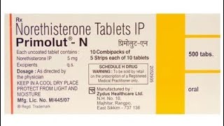 Primolut N Tablet Use Dose Side Effects and Price in Hindi  Norethisterone [upl. by Kcirre]