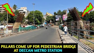 Pune Metro Vlog 334  Pedestrian Bridge Pillars Come Up For Deccan Metro Station [upl. by Aryt810]