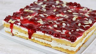 Waffeltorte mit Kirschgrütze ohne Backen I Nur 10 MInuten Zubereitung und 7 Zutaten [upl. by Ahsekad]