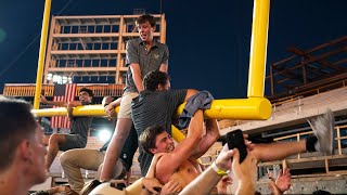 After Alabama upset Vanderbilt goal post carried by fans through Broadway and into Cumberland River [upl. by Sterne]