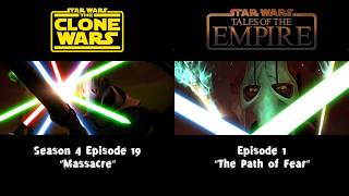 General Grievous Attacks the Nightsisters SCENE COMPARISON  The Clone Wars VS Tales of the Empire [upl. by Nomaid898]