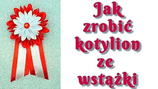 Jak zrobić kotylion ze wstążki KANZASHI handmade rękodzieło tutorial diy 11 LISTOPADA  2 MAJA [upl. by Ateerys]