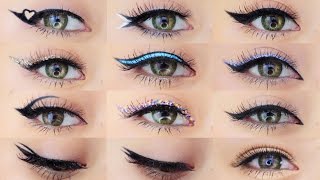 Eyeliner Makeup Tutorial  12 Different Eyeliner Looks [upl. by Dael]