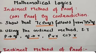 btechmathshub7050 Indirect Method of proof Mathematical LogicsMFCS DMS Imp problemsSolutions [upl. by Laurinda]