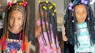 Kids Braiding Hairstyles With Beads Compilation 🦋🥰💜 [upl. by Cirilla626]