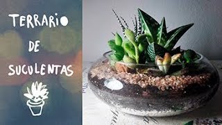 DIY Tutorial Terrario de suculentas en pecera de cristal [upl. by Pasco]