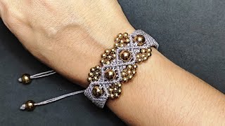 Pulseira Macrame Boho com Miçangas Bracelet Macrame Tutorial ✨ [upl. by Soane]