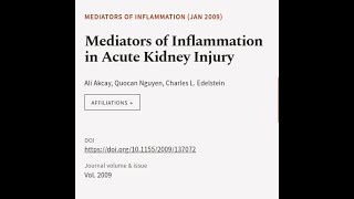 Mediators of Inflammation in Acute Kidney Injury  RTCLTV [upl. by Fanestil]