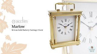 165cm Marlow Gold Battery Carriage Clock By Acctim [upl. by Livesay]