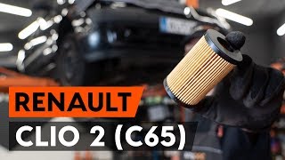 How to change oil filter and engine oil on RENAULT CLIO 2 C65 TUTORIAL AUTODOC [upl. by Sparkie]