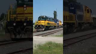 Heritage Leader Engine Ontario Northland Railroad at Ramore Station [upl. by Noevad415]