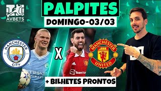 PALPITES E APOSTAS DE FUTEBOL PARA HOJE 03 03 2024  BILHETE PRONTO DOMINGO [upl. by Cecilla548]