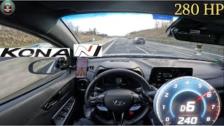 Hyundai Kona N  280HP  TOP SPEED on german Autobahn [upl. by Jaquelin]